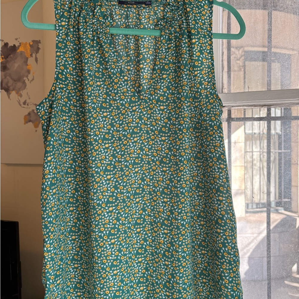 Floral Sleeveless Top - Green